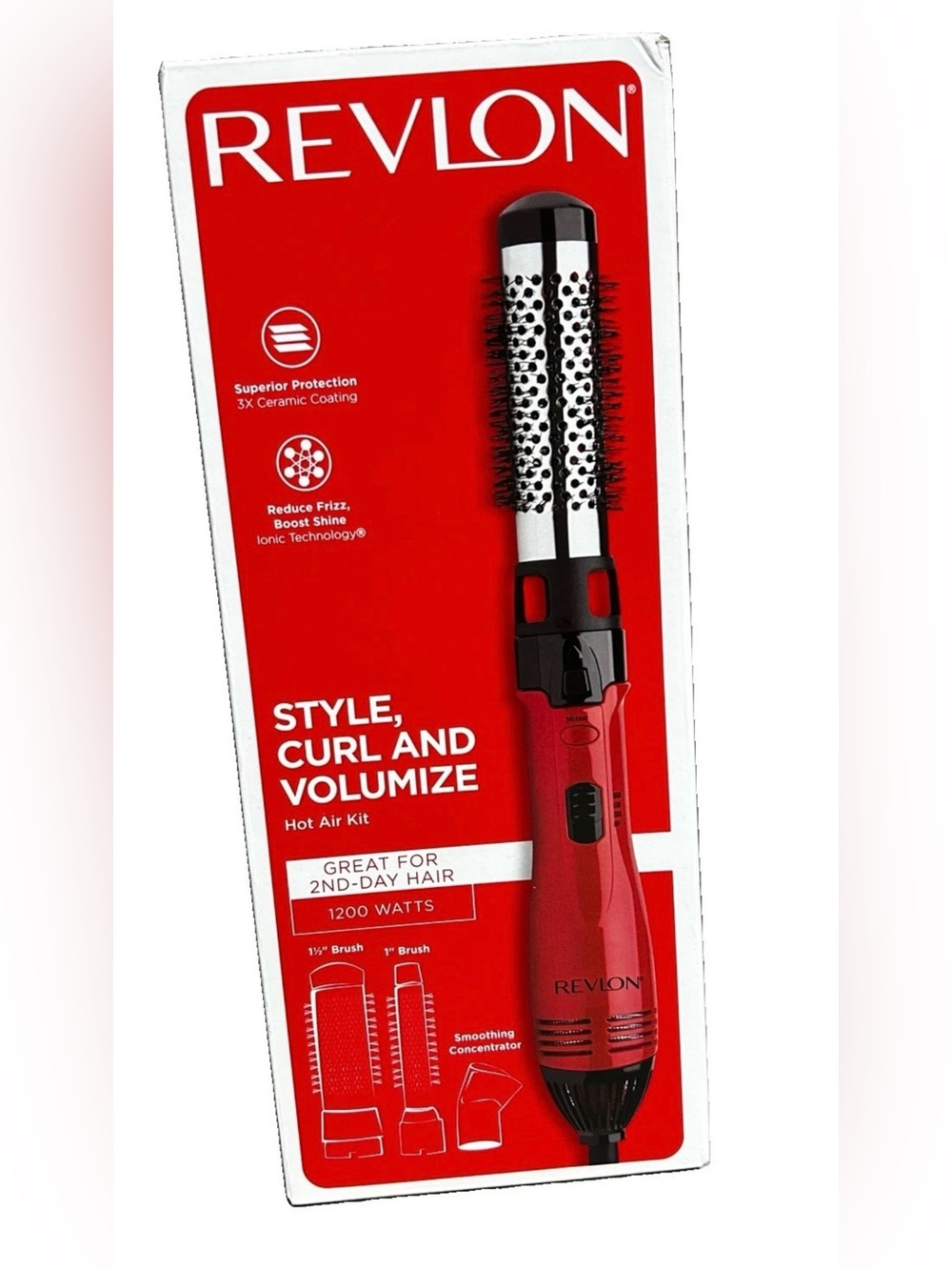 Revlon Style Curl and Volumize 1200W Hot Air Kit Hair Styler Red RV440RED